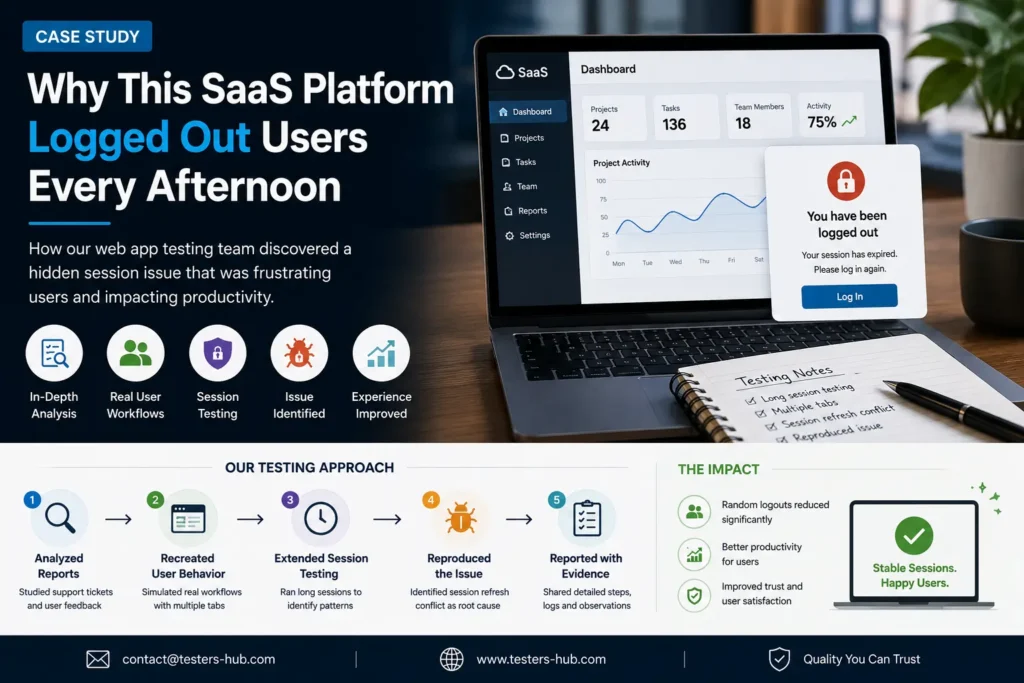 Web app testing case study for SaaS platform user logout issue