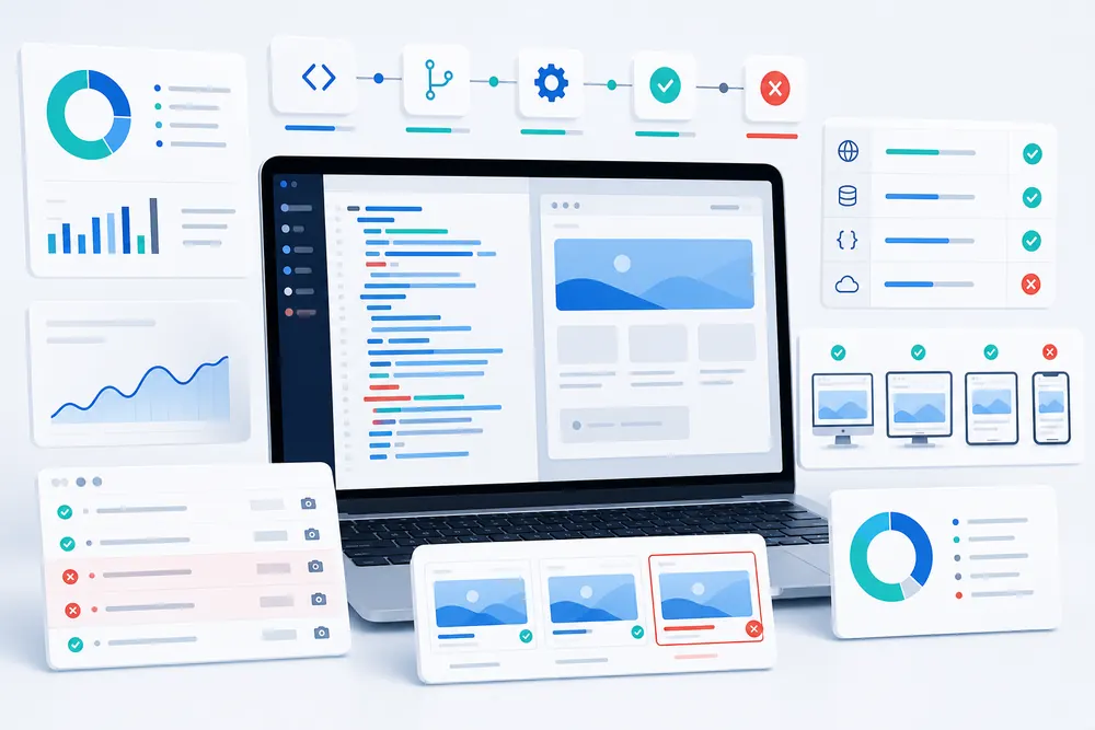 Cypress QA automation workflow for web app end to end testing component checks API stubbing and CI reporting