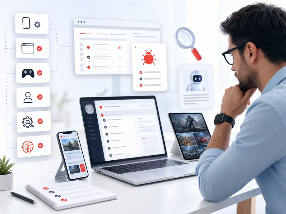 QA testing services visual for mobile app testing website testing game QA and AI-driven testing