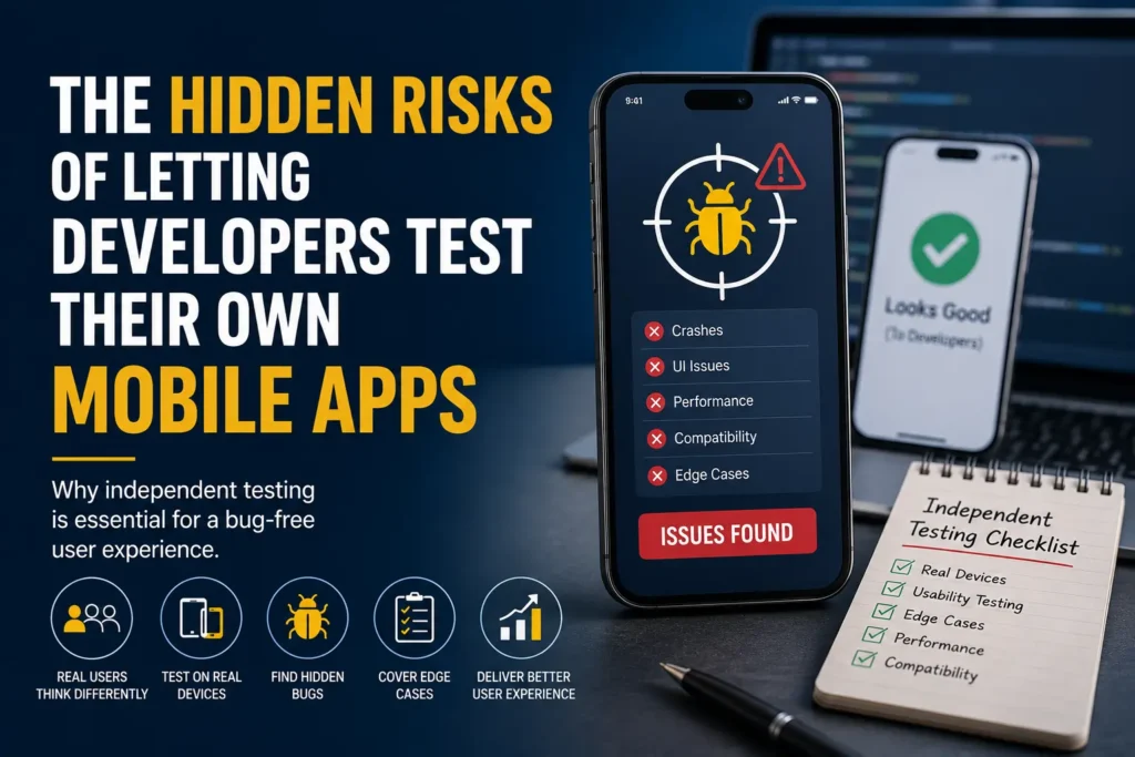 Hidden risks of letting developers test their own mobile apps with independent mobile app testing checklist