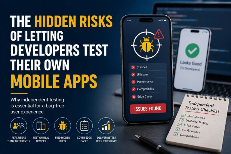 Hidden risks of letting developers test their own mobile apps with independent mobile app testing checklist