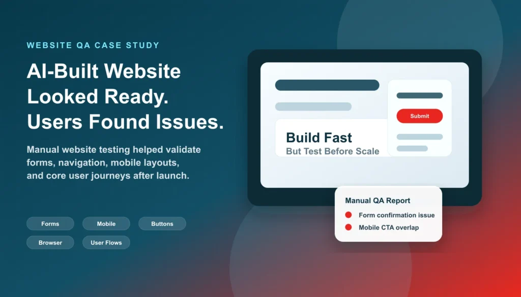 Manual website testing case study for an AI-built website created with Claude AI