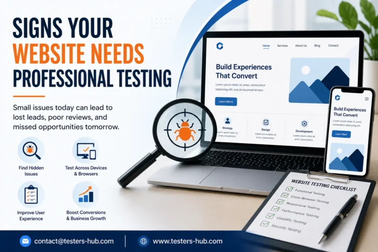 Website testing services checklist showing signs your website needs professional testing