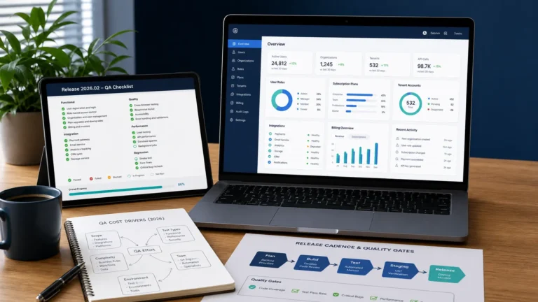 B2B SaaS testing cost planning dashboard for roles tenants subscriptions integrations and regression QA