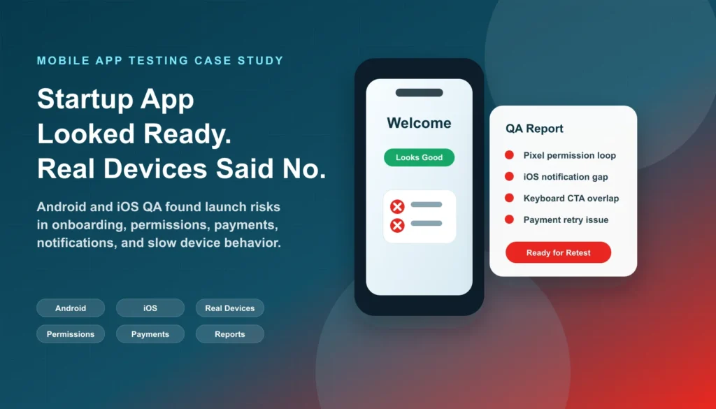 Mobile app testing case study for real-device Android and iOS startup launch QA